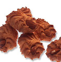 Amaretti - soft chewy almond cookies topped with a whole almond.